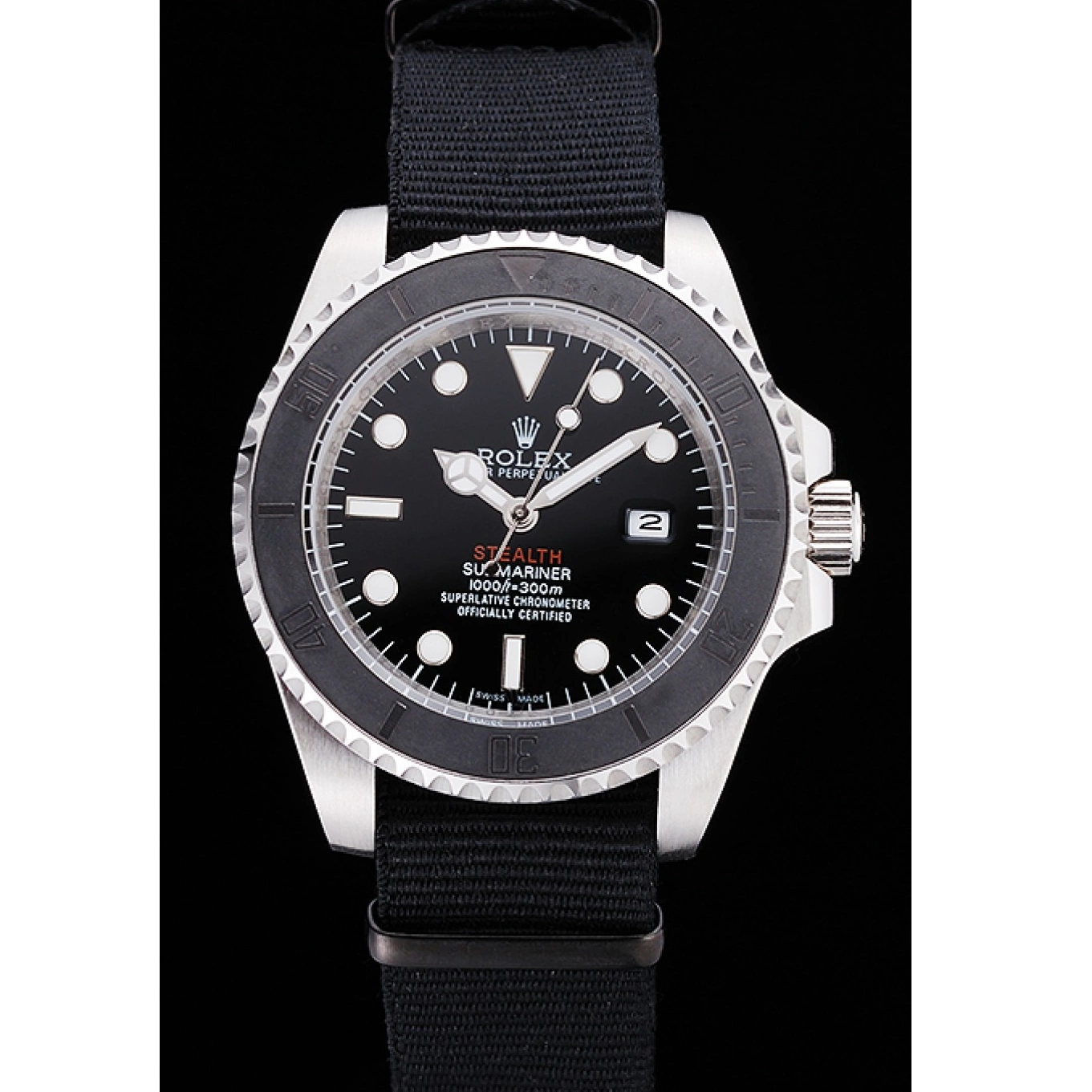 Aaa replica watch 621386 Submariner Fabric Black rl424 STEALTH Band MK IV Rolex 0817
